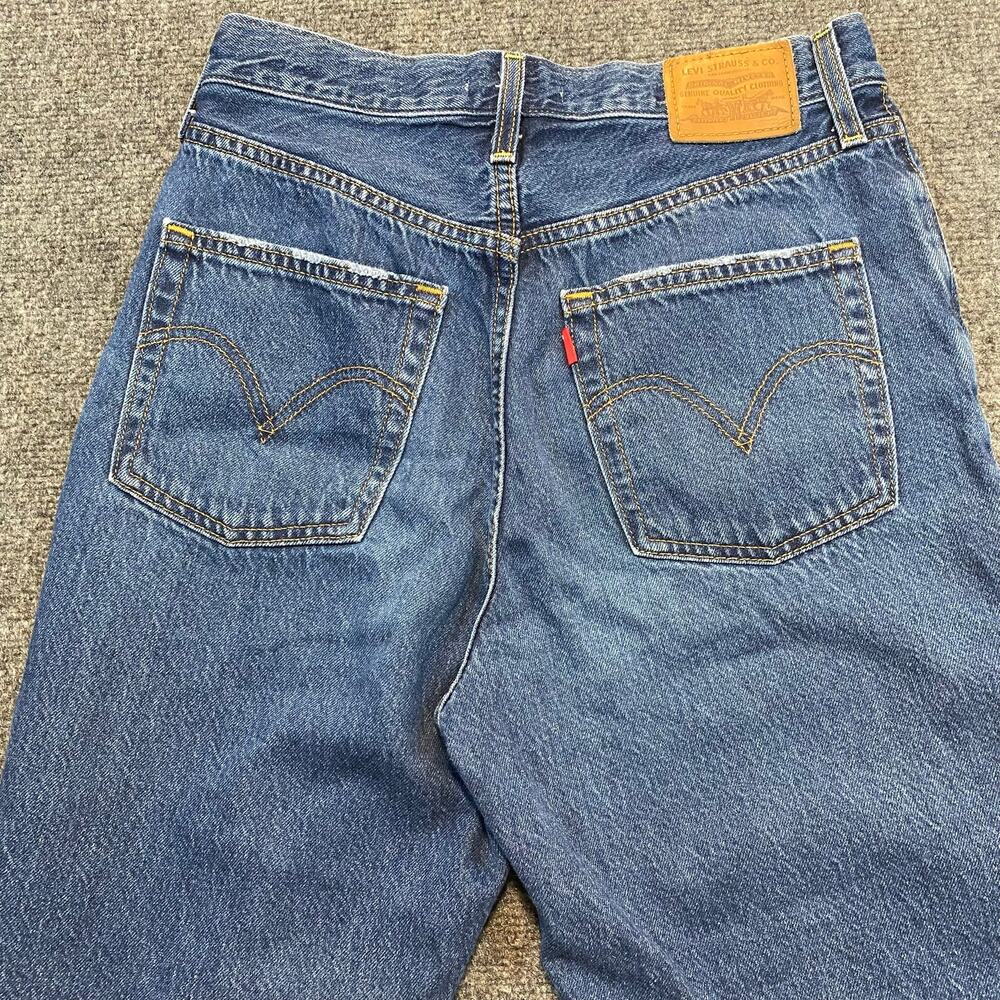 Levi's Ribcage Straight Leg Ankle Jeans High Rise Medium Wash Denim Womens 28 - Picture 7 of 8